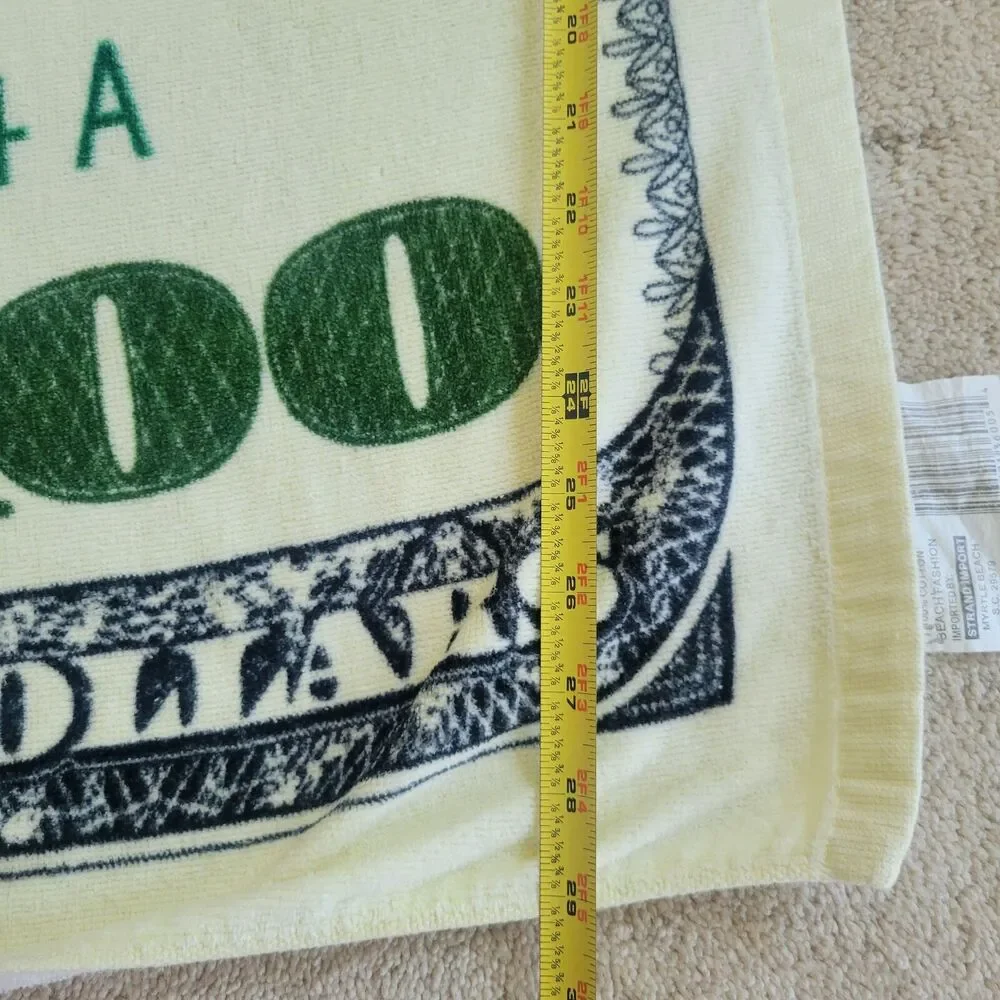 Oversized Benjamin Franklin $100 Bill Towel Beach Bath